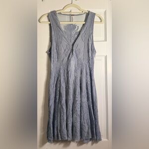 Free People Light Blue Lace Mini Dress